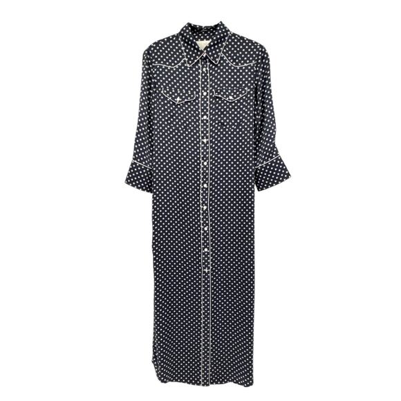 R13 Cowboy Dress in Silk Navy Star S - Picture 1 of 10